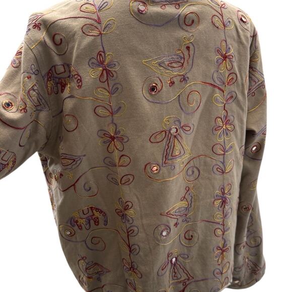 NEW!!"REVERSABLE" Artsy ,Floral, Cottage Core, Embroidered, 100% Linen,Blazer,PM - Picture 7 of 15